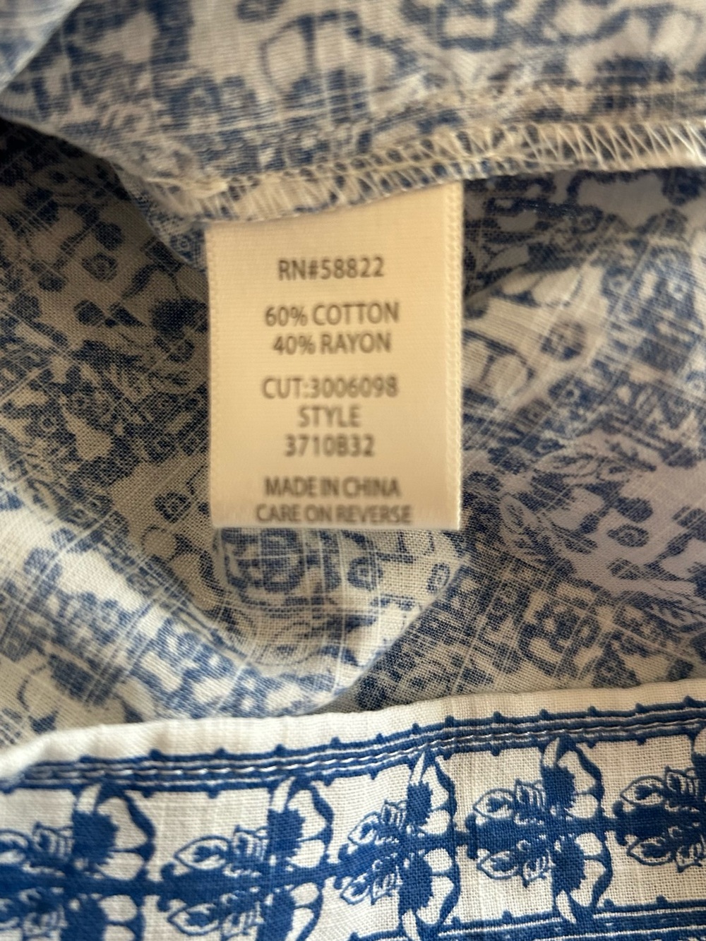 Max Studio Blue Floral Print Peasant Top - Picture 4 of 9